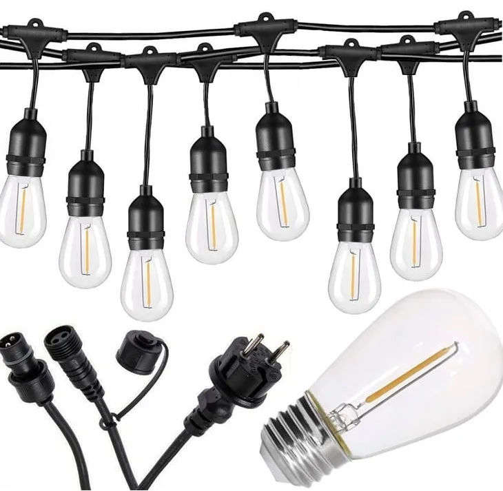 Садова гірлянда SuperLED 15м 15 LED-ламп E27 чорна