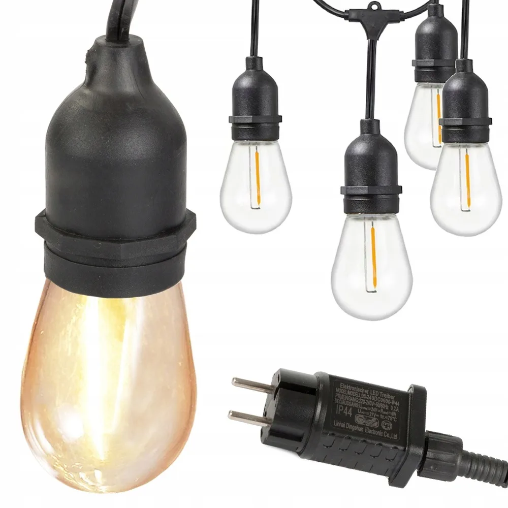 Садова гірлянда SuperLED 15м 15 LED-ламп E27 чорна