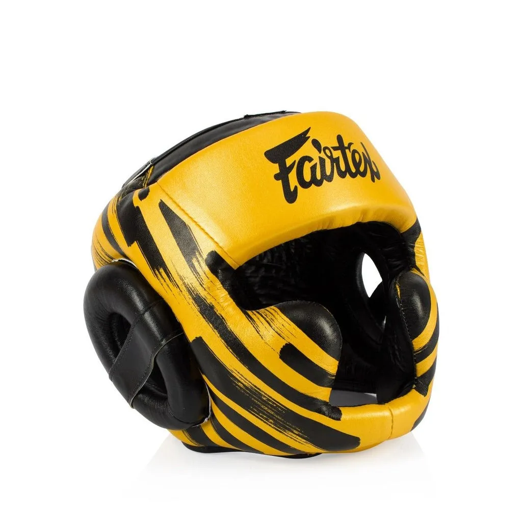 Боксерський шолом Fairtex штучна шкіра L жовтий