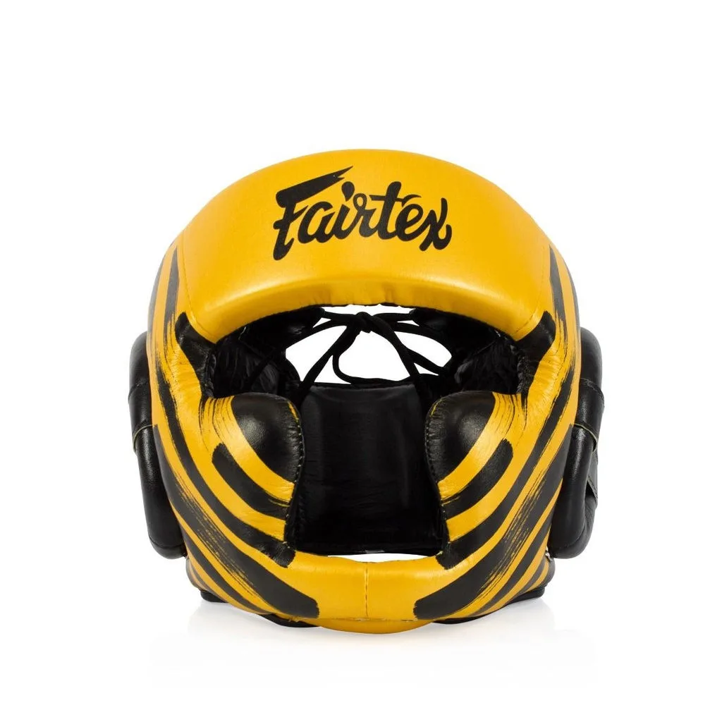 Боксерський шолом Fairtex штучна шкіра L жовтий