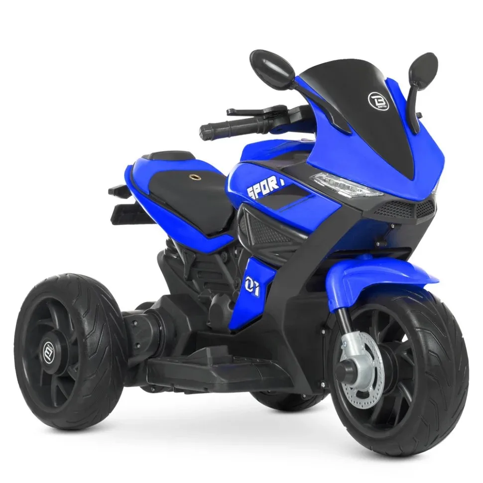 Дитячий електромобіль мотоцикл Racer 2WD 35W 38х65х36 см комбінований синій