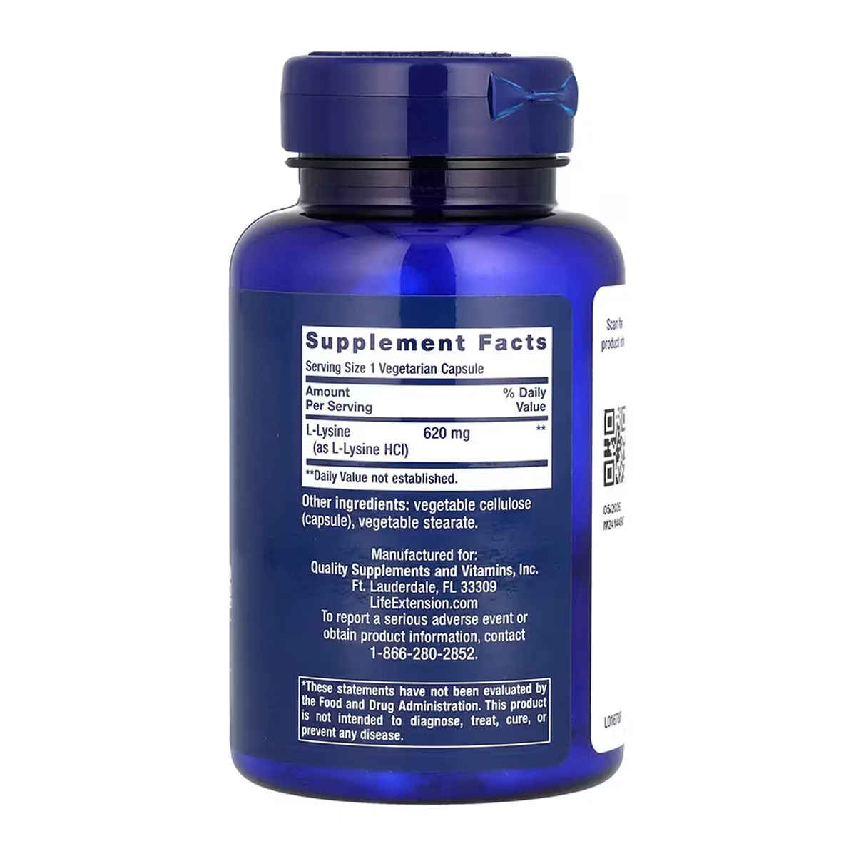 L-Lysine Life Extension растительная целлюлоза 620 мг 100 капсул