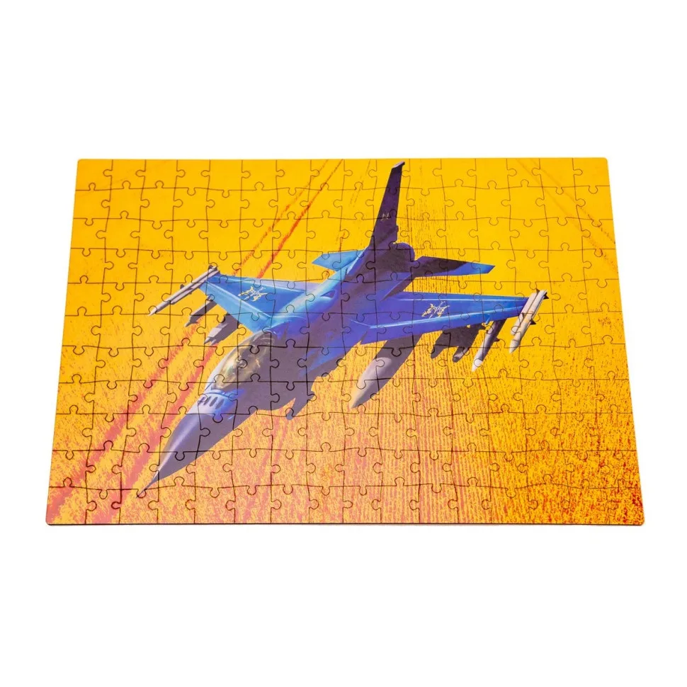Фігурний дерев'яний пазл PuzzleOK 176 елементів A3 F16 Fighting Falcon Дерево