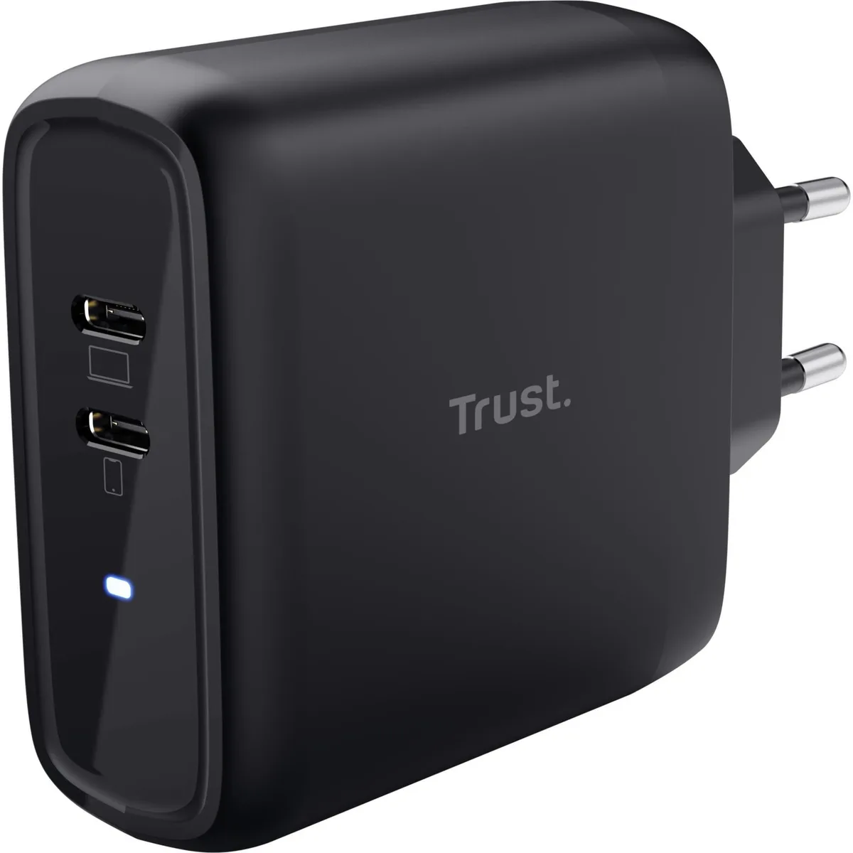 Зарядний пристрій мережевий Trust Maxo 65Вт, 2xUSB-C PD, чорний