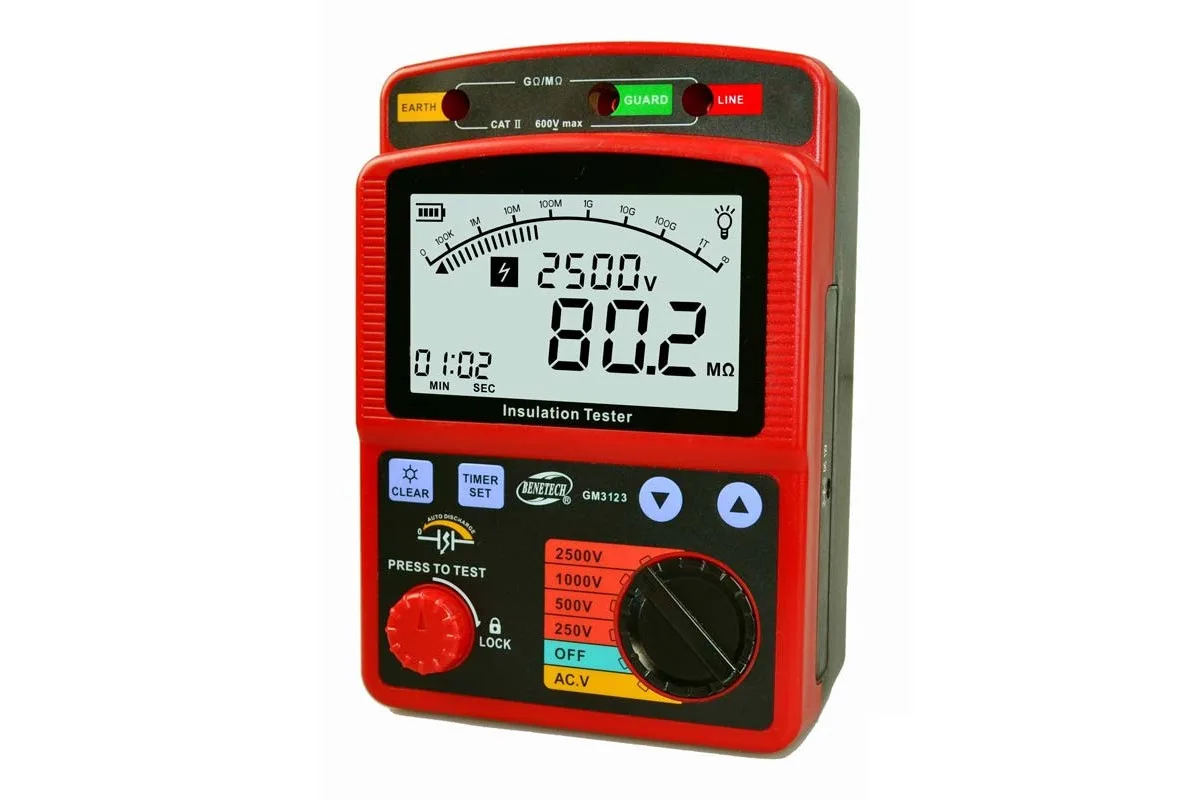 Мегаомметр цифровий Benetech GM3123 0-99,9 ГΩ 12 В пластик компактний