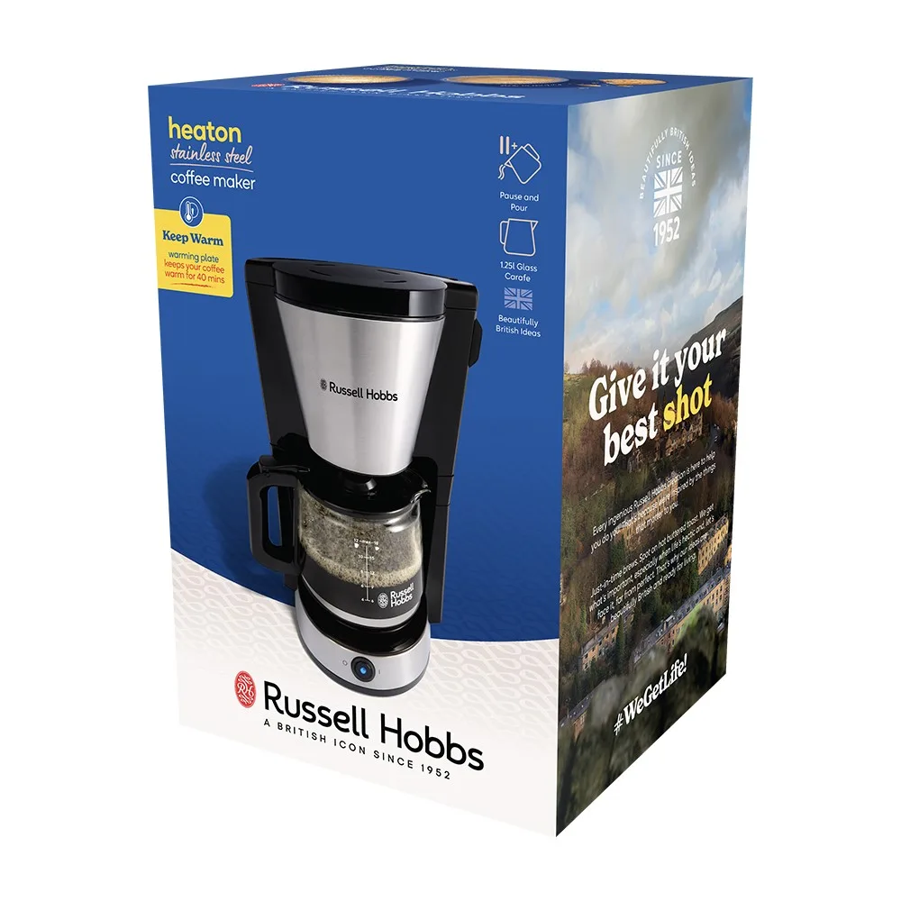 Кавоварка Russell Hobbs 1,25л чорна срібна мелена 10 чашок 1100Вт