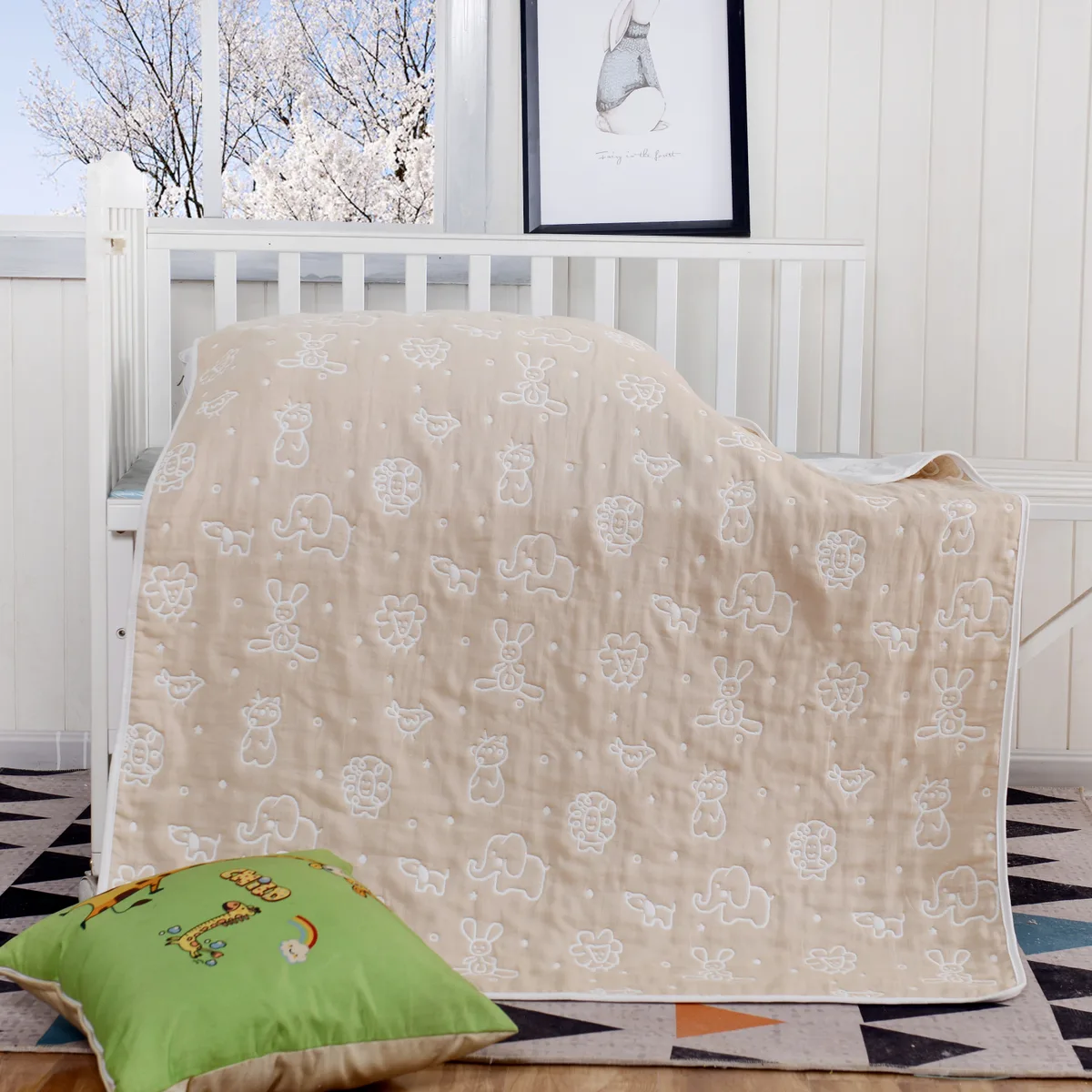 Ковдра бавовняна Home Line 110х110 см бежевий Звірятка