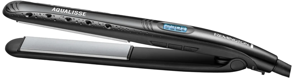 Випрямляч волосся Remington Aqualisse Extreme, 47Вт, 10 температурних режимів (140-230°C), дисплей, керамічне покриття, чорний.