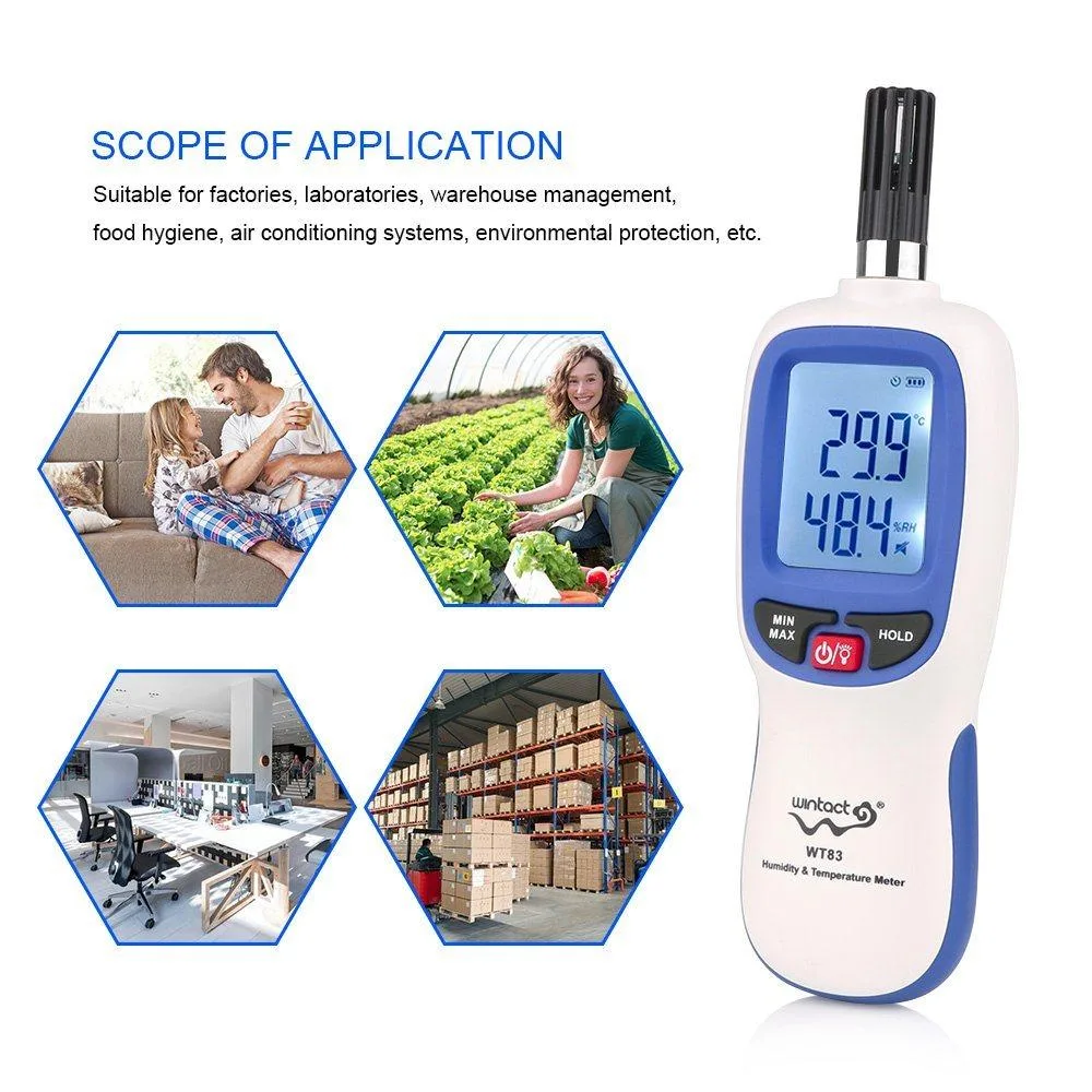 Термогігрометр WINTACT WT83 0-100% -20-70°C ЖК дисплей з підсвічуванням