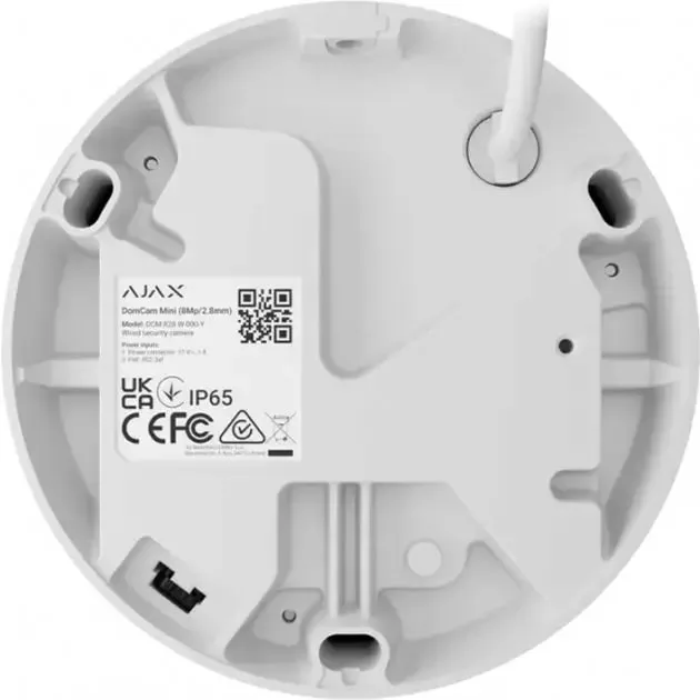 IP-Камера дротова Ajax TurretCam, 8мп, 2.8мм, Poe, True WDR, IP 65, ІЧ 35м, аудіо, кут огляду 100° до 110°, купольна, біла