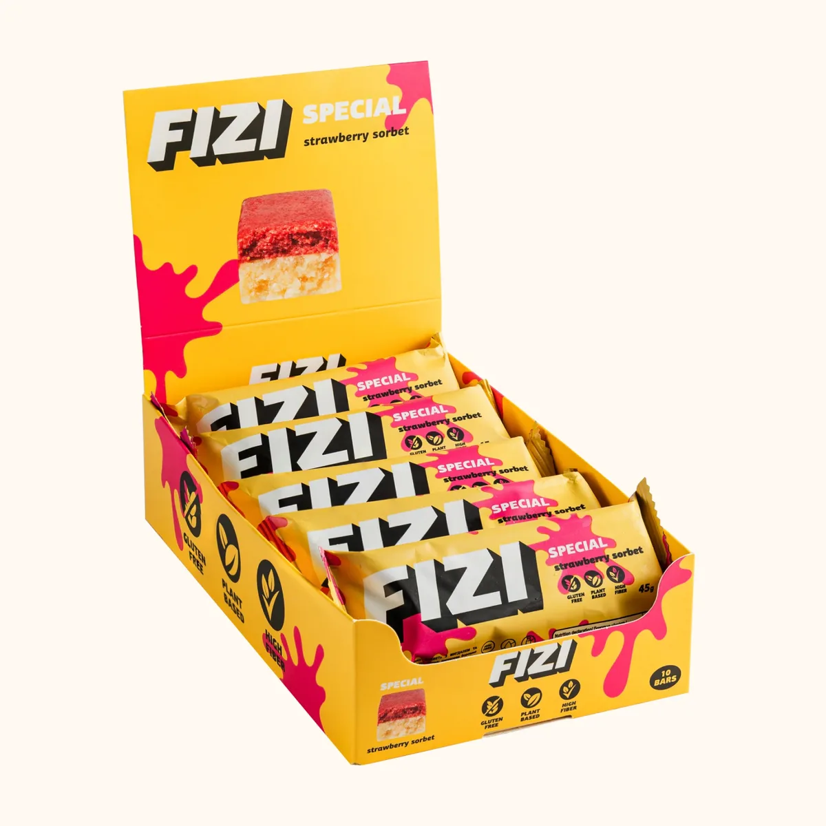 Батон клубничний сорбет Special Box 10x45g мигдальна мука 42% без цукру