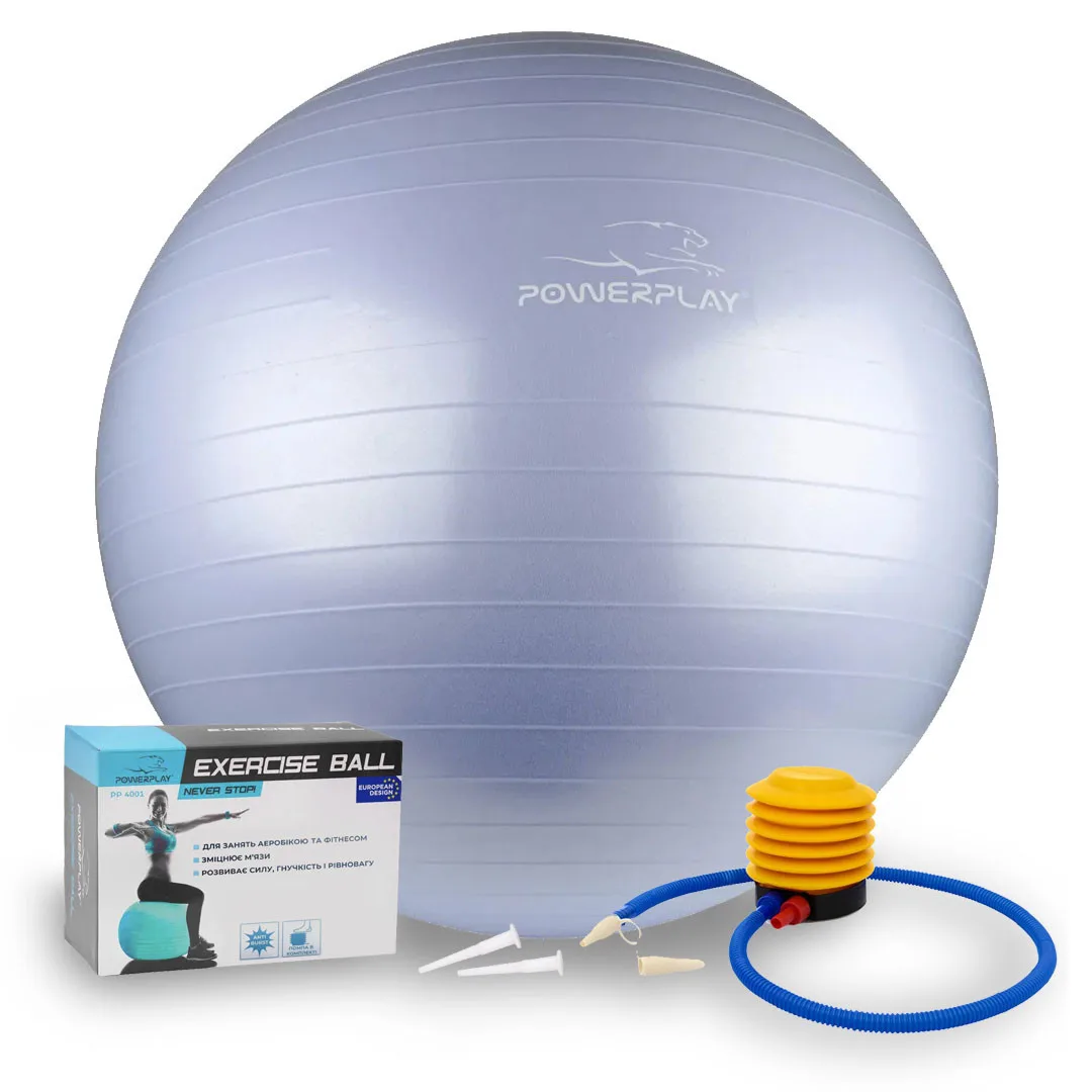 М'яч для фітнесу Active Point PVC Ø75 см Блакитний з помпою