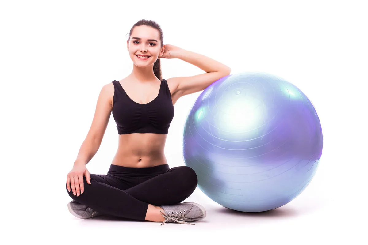 М'яч для фітнесу Active Point PVC Ø75 см Блакитний з помпою