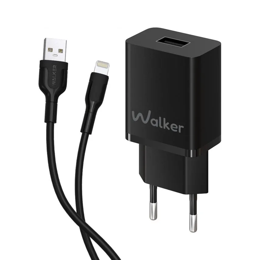 Мережевий зарядний пристрій WALKER 12W USB 1A чорний