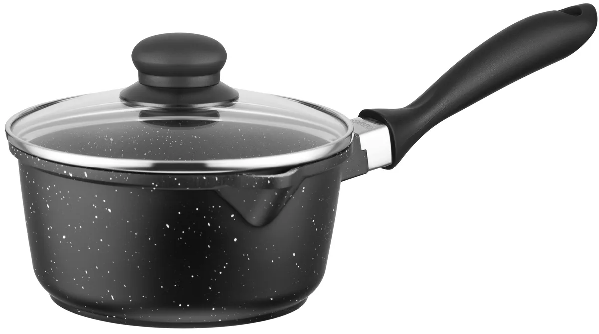 Каструля з прозорою кришкою ARDESTO Gemini Anzio, 1.4л, алюміній, чорного кольору.