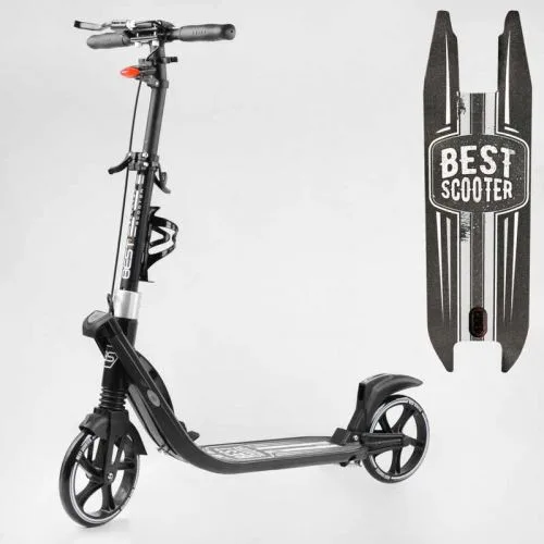 Двоколісний самокат Best Scooter з ручним гальмом та амортизаторами для дітей та дорослих.