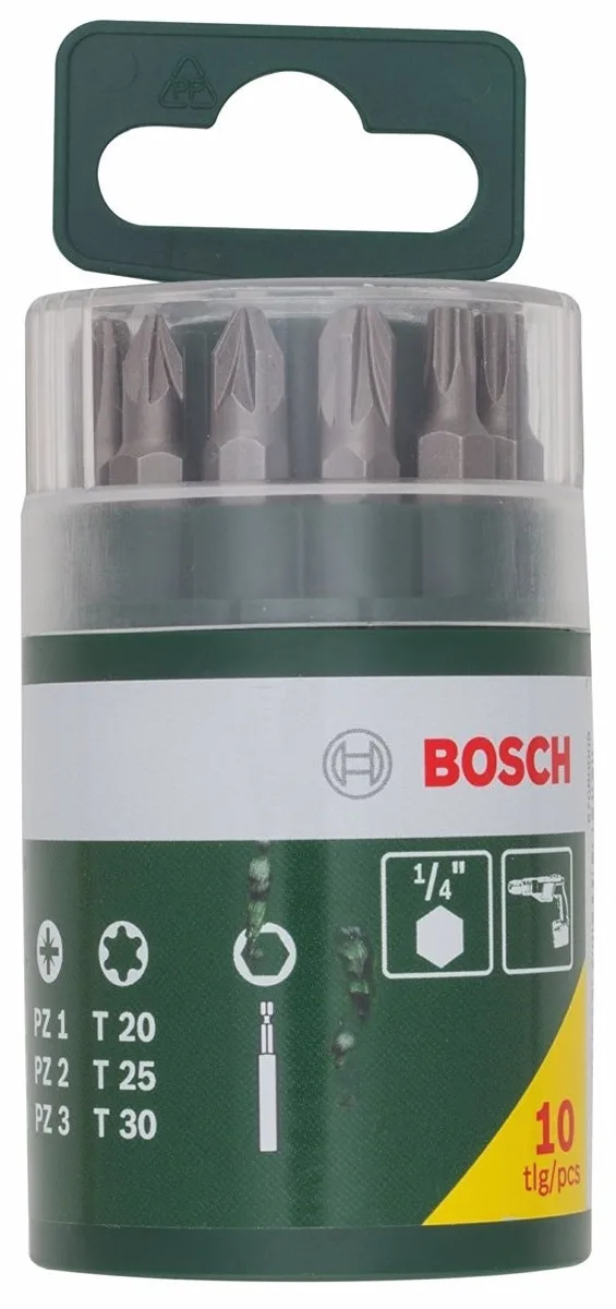 Набір бітотримачів Bosch Professional, PH, PZ, T, 25 мм, у кейсі, 9 штук.