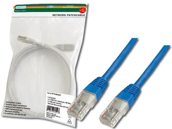 Патч-корд DIGITUS CAT 5e UTP, 5м, AWG 26/7, Cu, PVC, синій