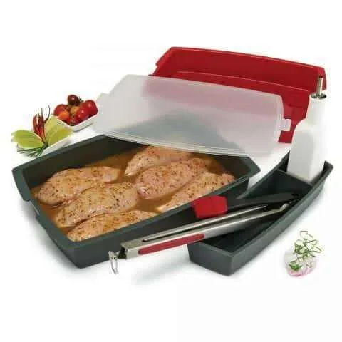 Контейнери для маринування GrillPro пластик 27,9х40,9х9,9 см чорний червоний