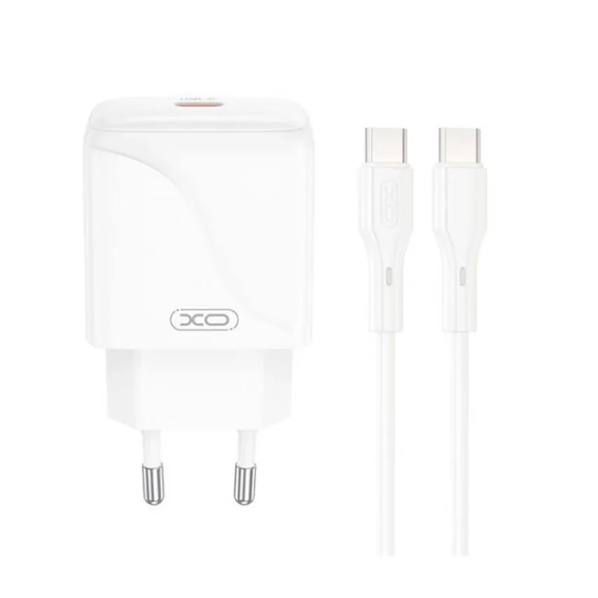 Зарядний пристрій мережевий XO ABS 79,5х26х41,6 мм Білий 20W Type-C до Type-C 1м