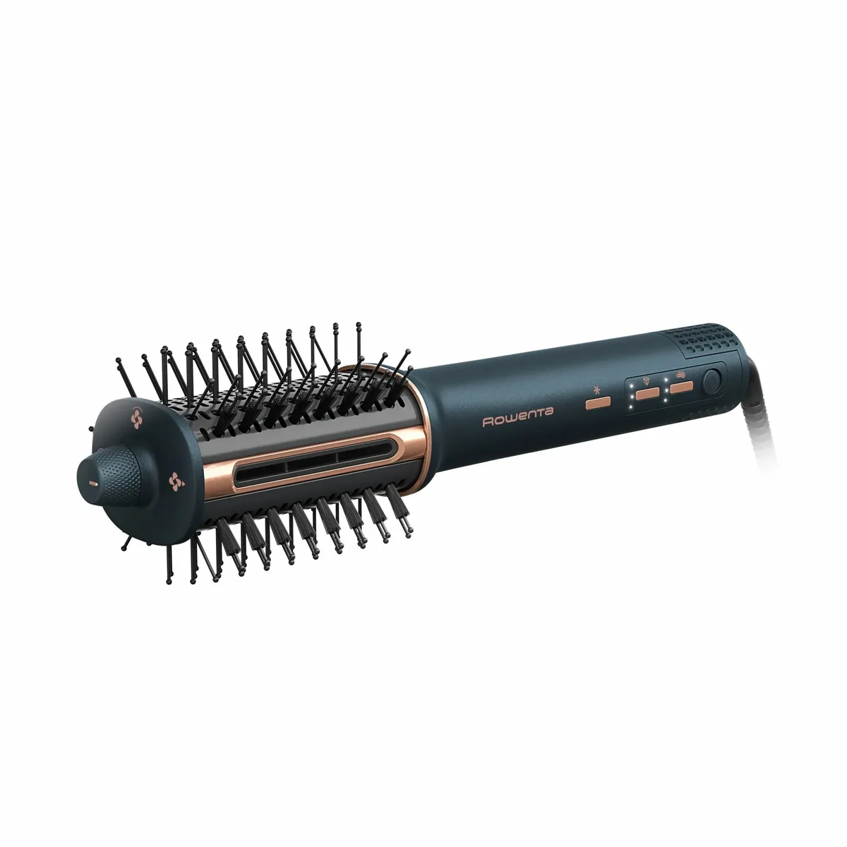 Фен-щітка Rowenta Air Brush 3D, 1200Вт, 3 режими, іонізація, холодний обдув, функція фена, керамічне покриття, чорний з золотими а