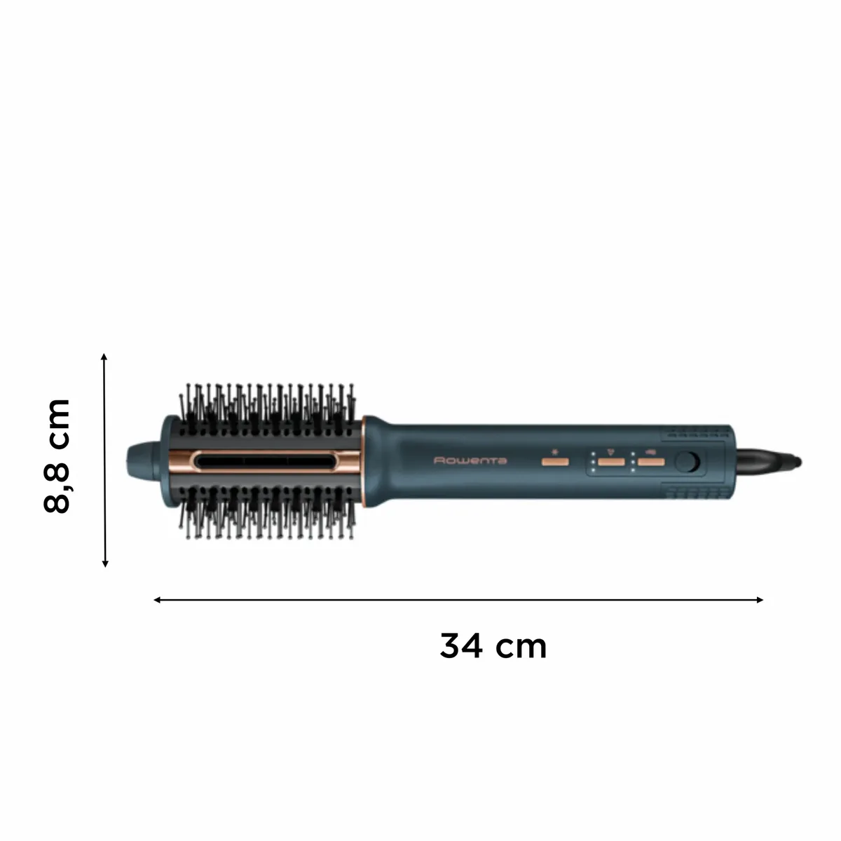 Фен-щітка Rowenta Air Brush 3D, 1200Вт, 3 режими, іонізація, холодний обдув, функція фена, керамічне покриття, чорний з золотими а