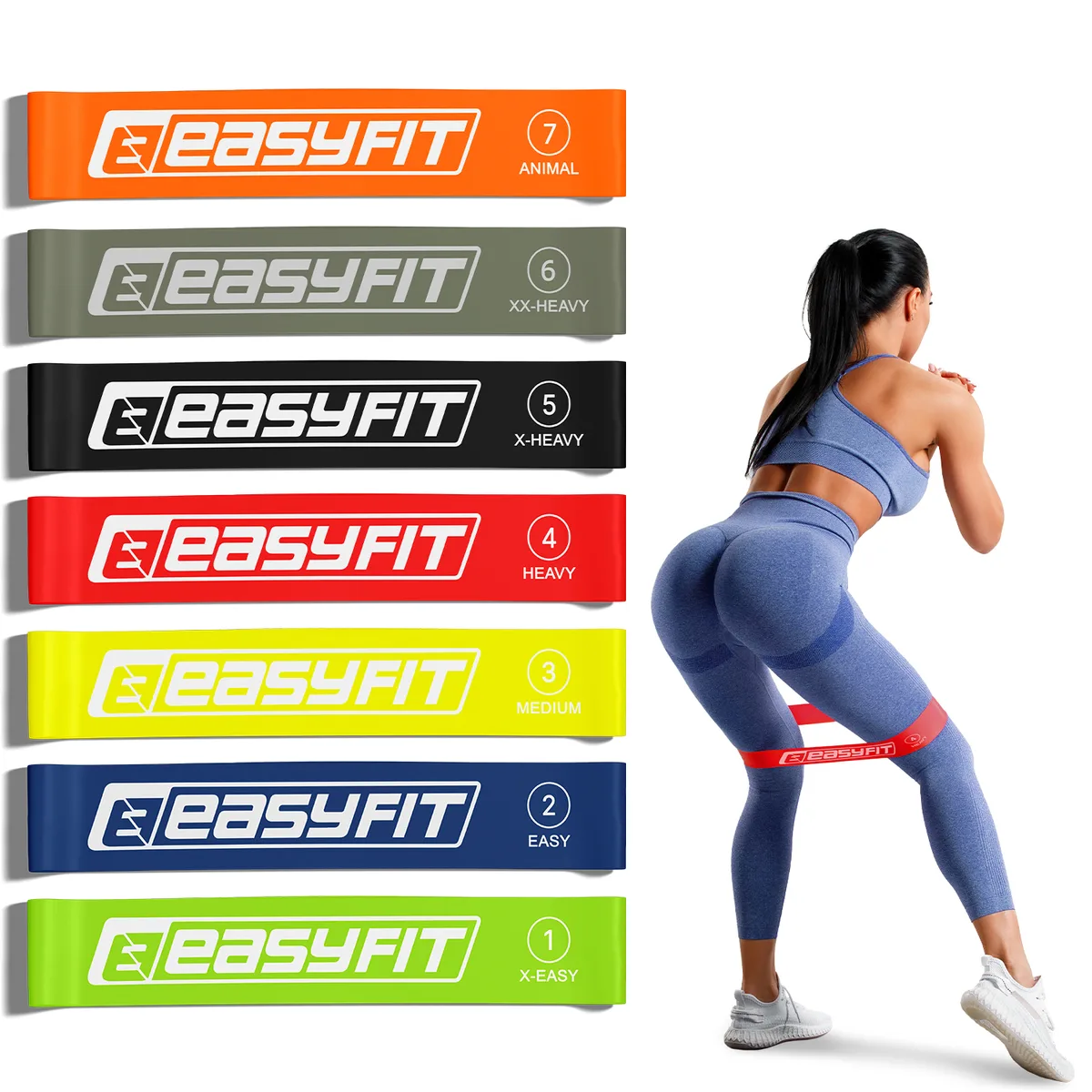 Резинки для фітнесу EasyFit латекс 60 см 7 шт кольорові