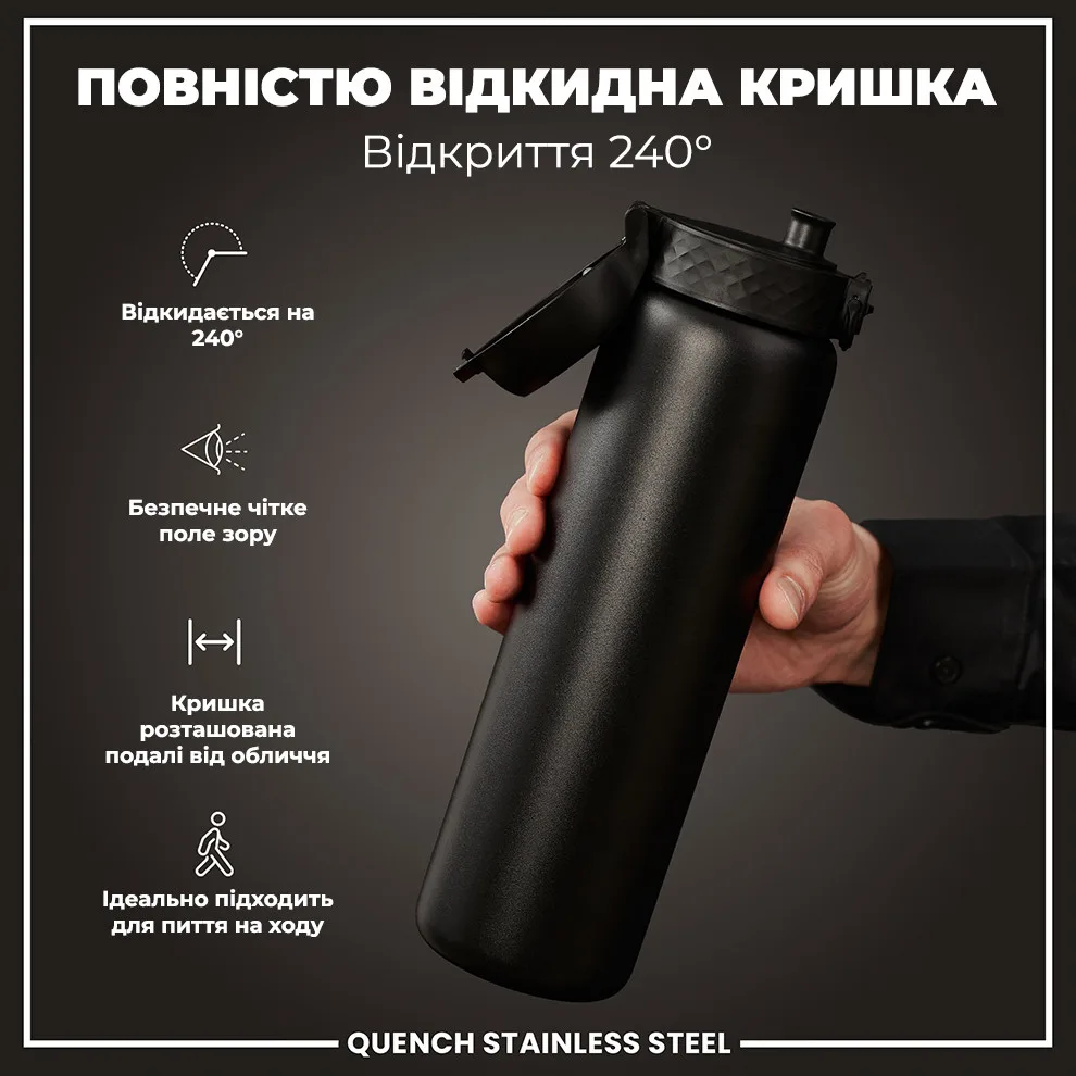 Бутылка для воды ION8 нержавеющая сталь 1200 мл черная