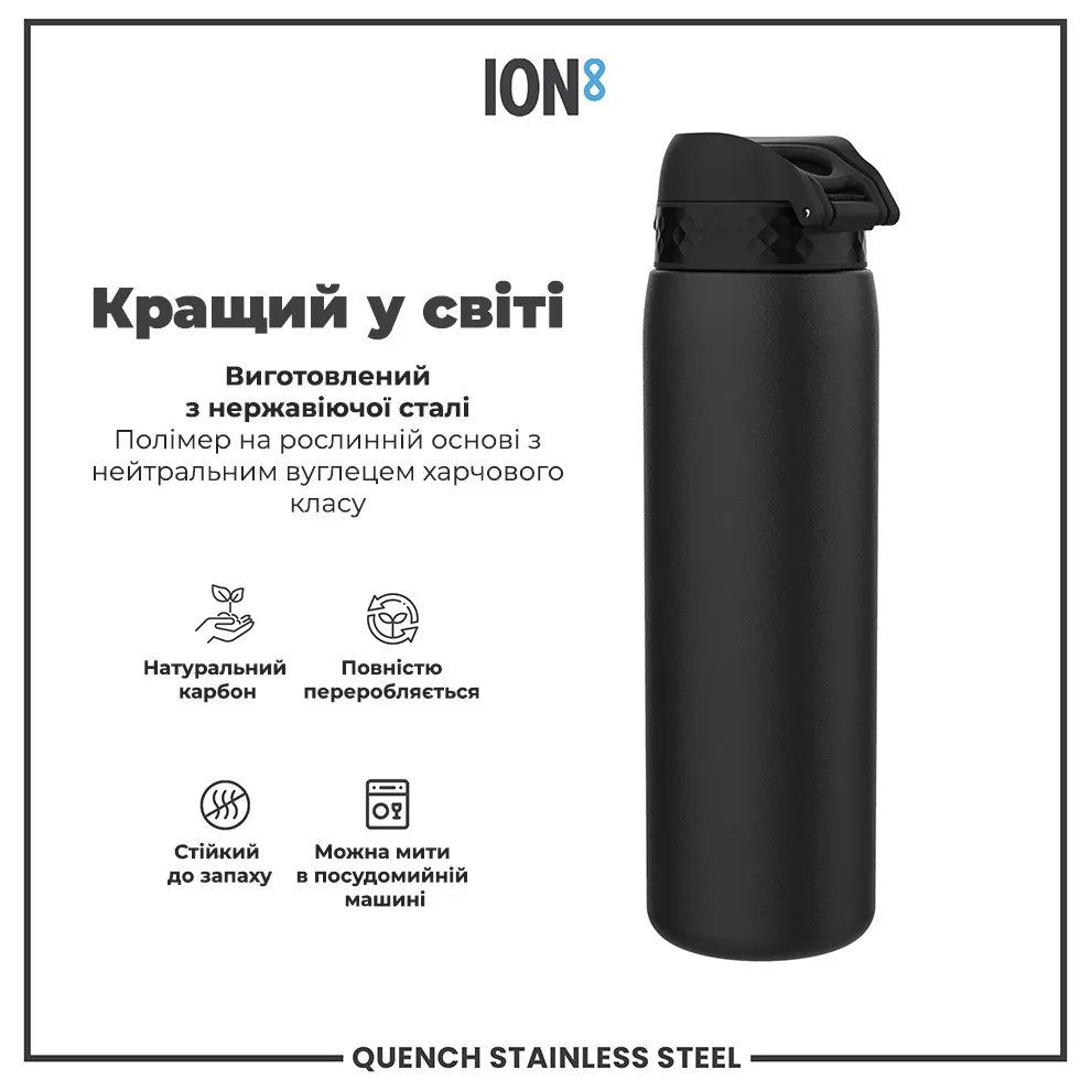 Бутылка для воды ION8 нержавеющая сталь 1200 мл черная