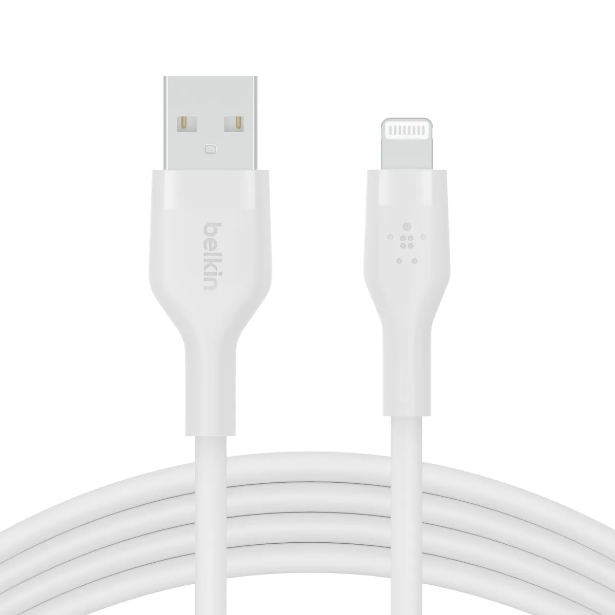 Кабель USB-A > Lightning для зарядки/синхронизации Belkin 1м, силиконовый с клипсой, белый