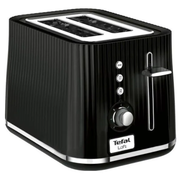 Тостер Tefal Loft 850Вт, функція розморожування, пластиковий корпус, чорний колір.