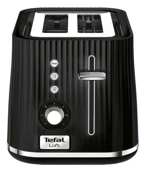 Тостер Tefal Loft 850Вт, функція розморожування, пластиковий корпус, чорний колір.
