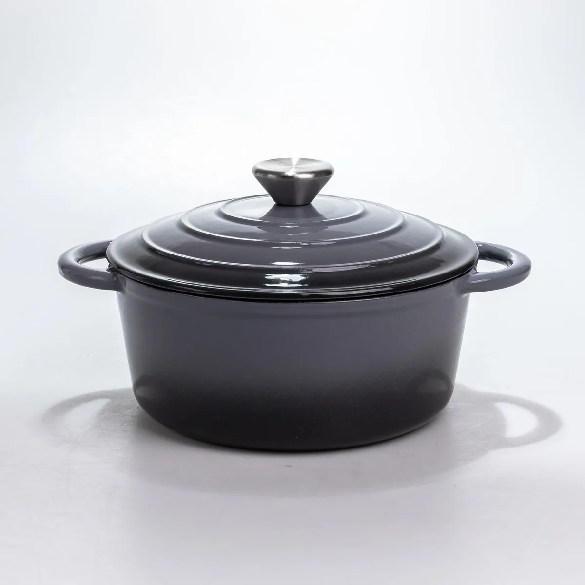 Чавунна каструля Premium Cookware 2.5 л Емальована Сіра 22 см