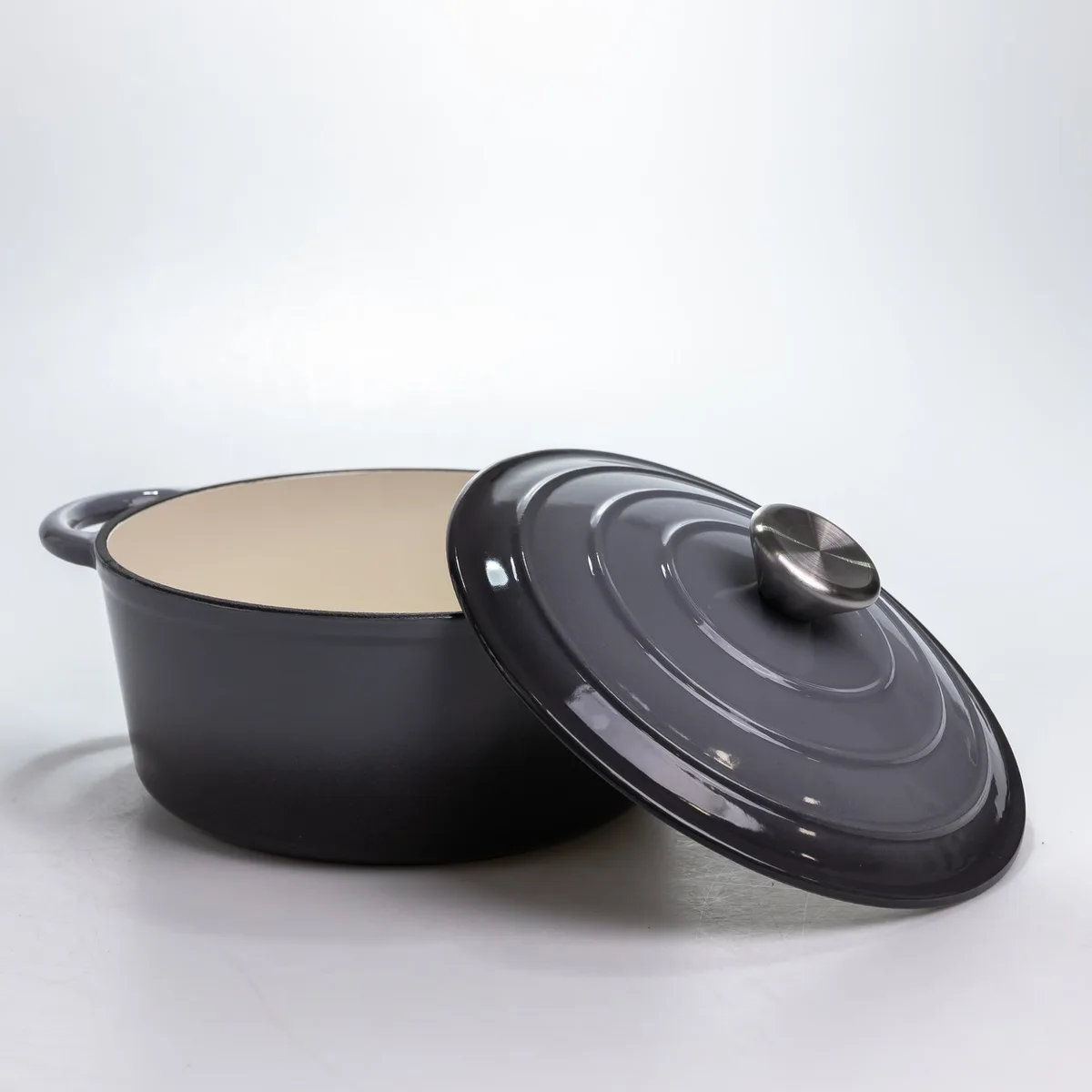 Чавунна каструля Premium Cookware 2.5 л Емальована Сіра 22 см