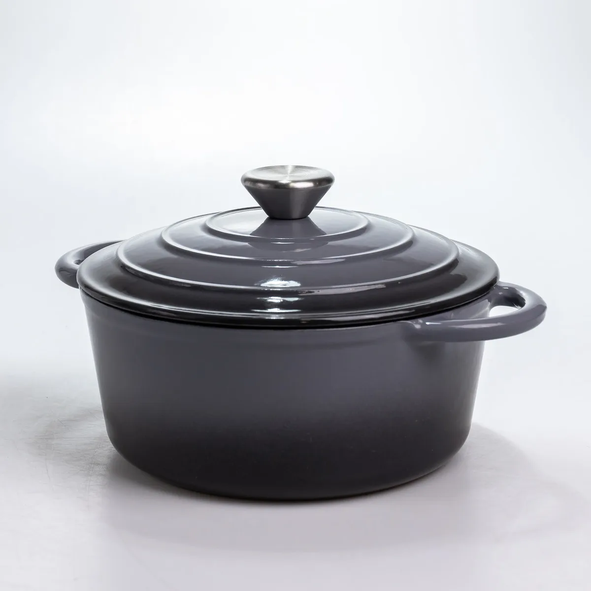 Чавунна каструля Premium Cookware 2.5 л Емальована Сіра 22 см