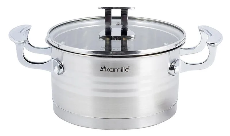 Каструля Kamille з нержавіючої сталі 3,1 л з кришкою зі скла 20 см