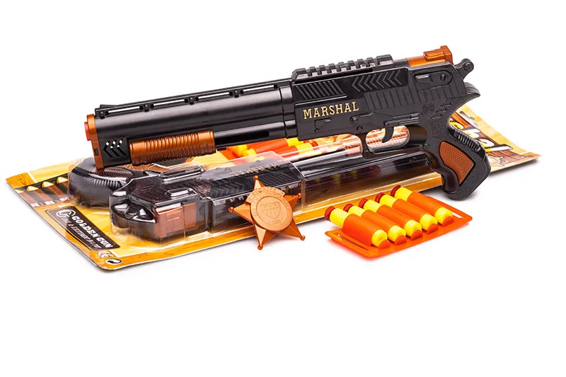 Іграшковий дробовик Golden Gun 33 см Пластик Золотий з м'якими поролоновими кулями