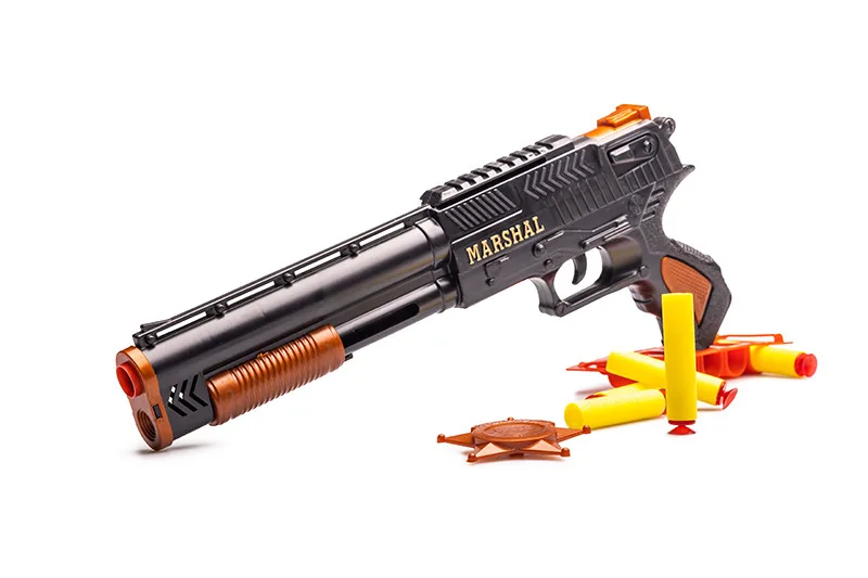 Іграшковий дробовик Golden Gun 33 см Пластик Золотий з м'якими поролоновими кулями