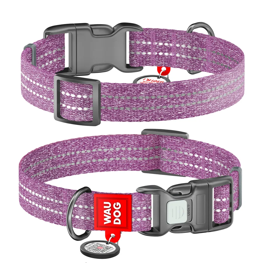 Шлея WAUDOG Clothes світловідбиваюча з QR паспортом нейлонова XS4 26-28 см фіолетова