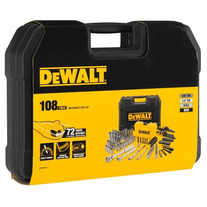 Набір головок біт шестигранних ключів DeWALT 1/4" 3/8" кейс 108 шт