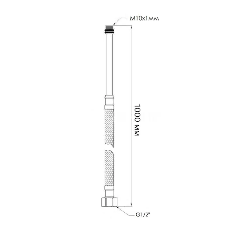 Шланг гнучка підводка Thermo Alliance M10x1/2" 1000 мм латунь, гума, нейлон