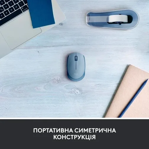 Миша Logitech бездротова оптична середня 61,5х35,2х97,7 мм синя сірий