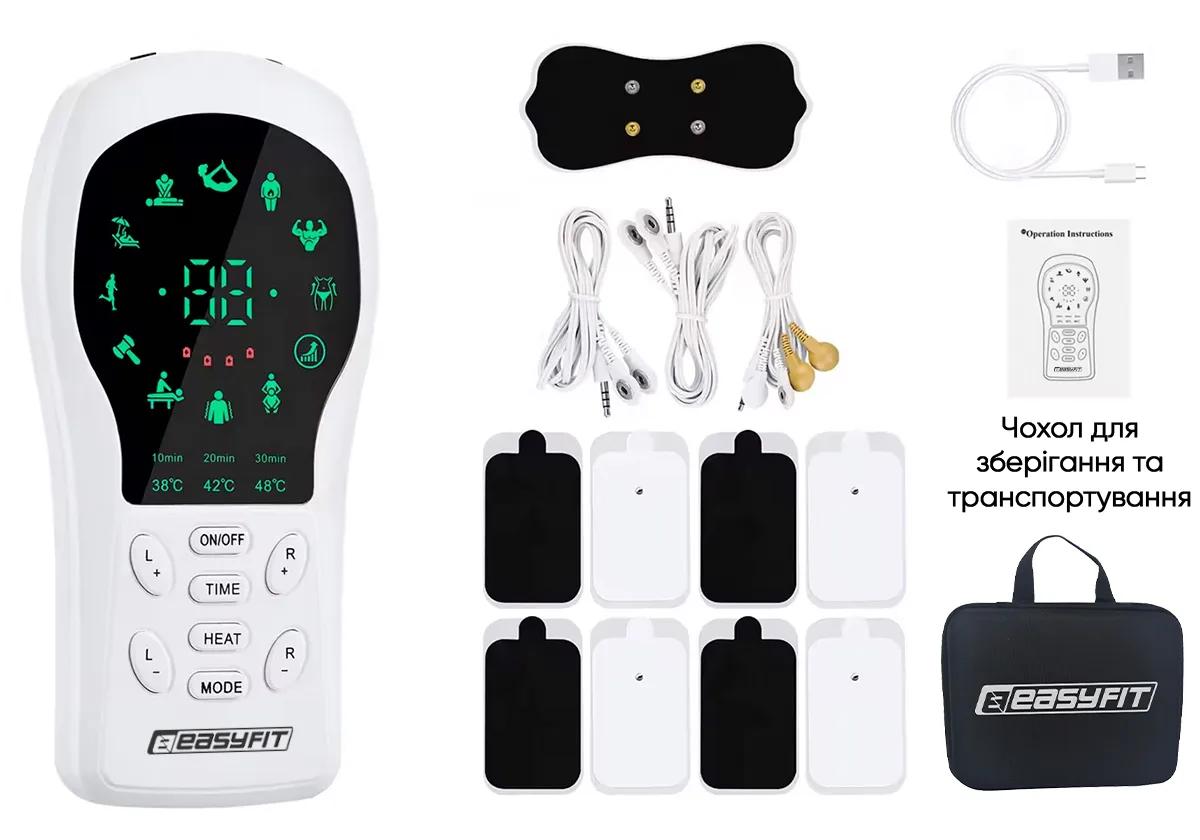 Миостимулятор EasyFit подогрев 14х6,9 см белый