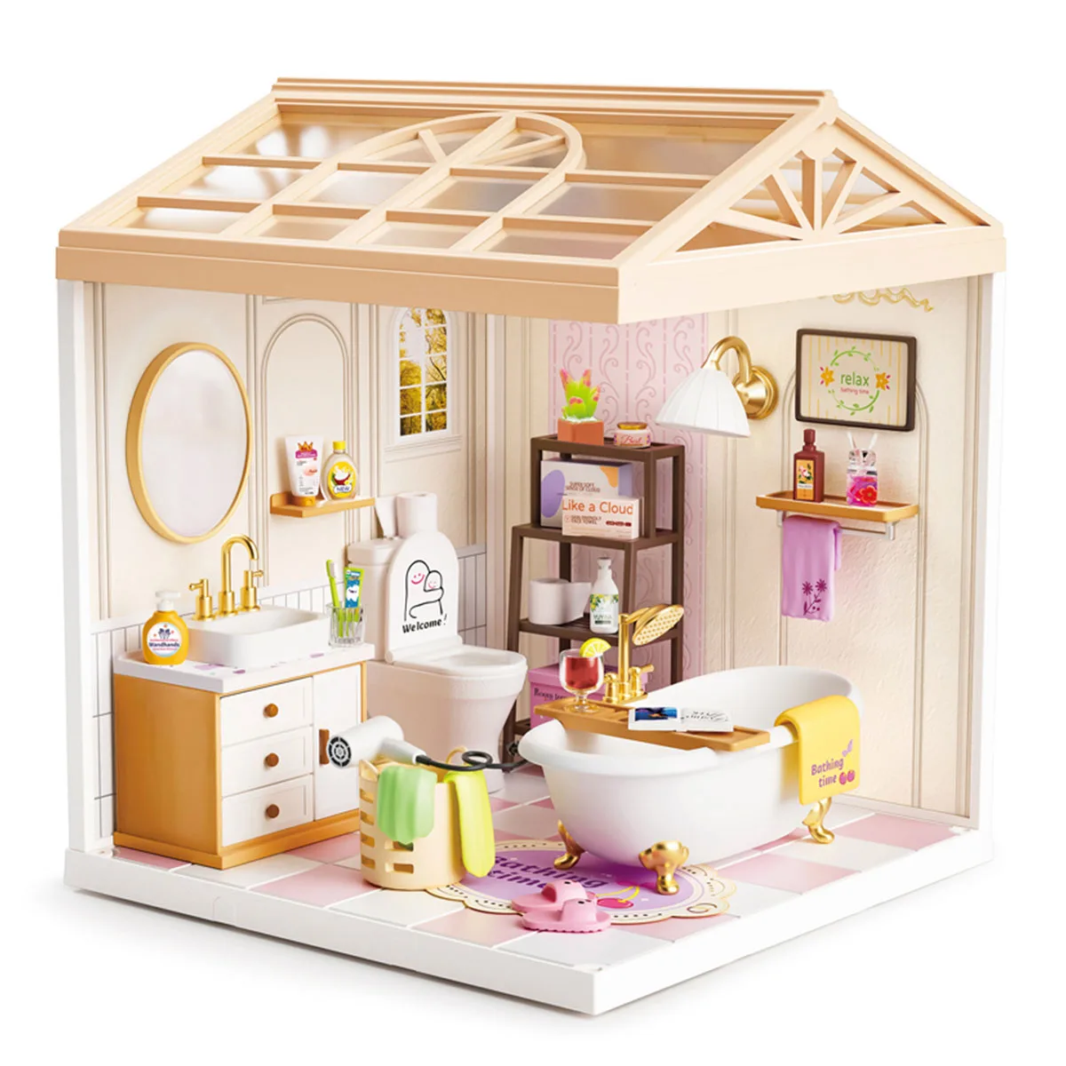 Конструктор-румбокс Mini House ванна кімната комбіновані матеріали 16,5х16,5х19,5 см світло