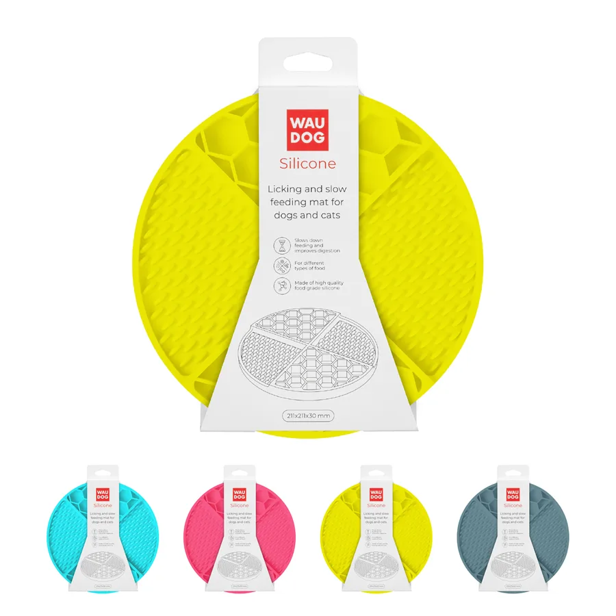 Коврик для лизания WAUDOG Silicone 21,1х21,1х3 см силиконовый жёлтый