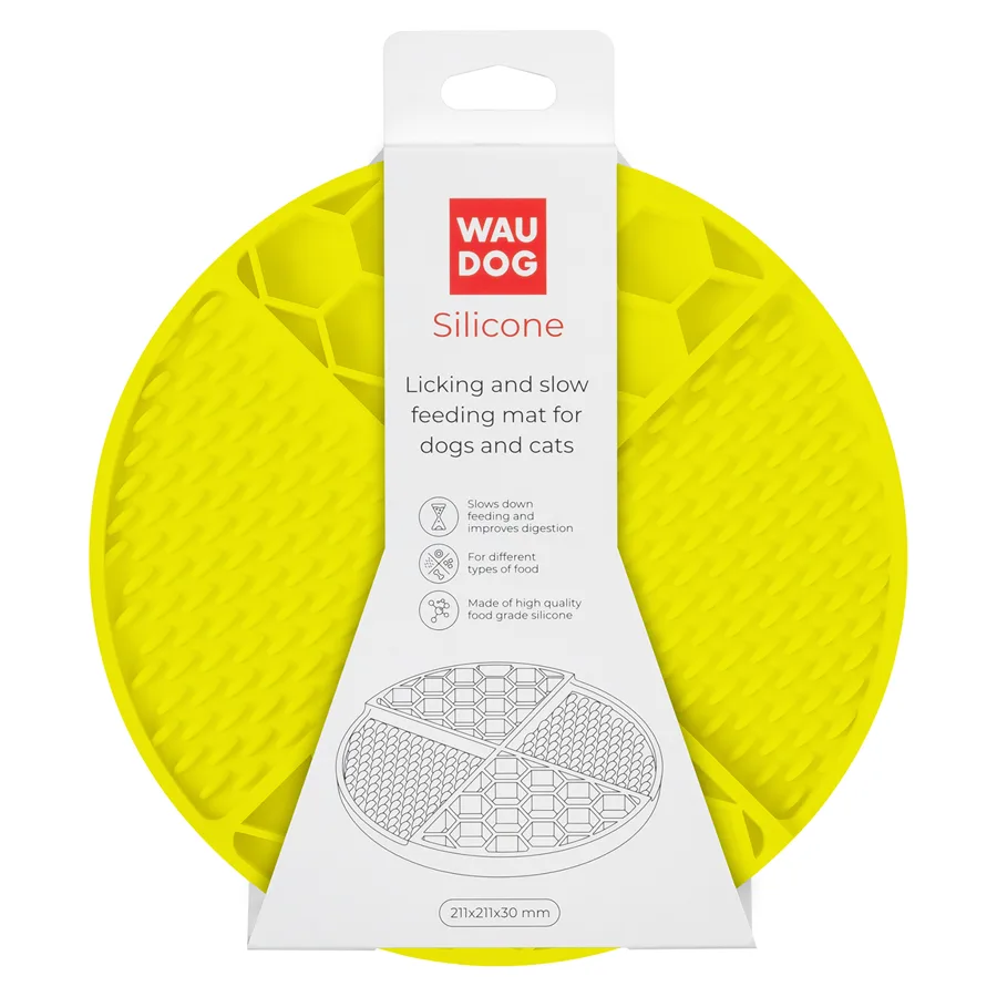 Килимок для злизування WAUDOG Silicone 21,1х21,1х3 см силіконовий жовтий