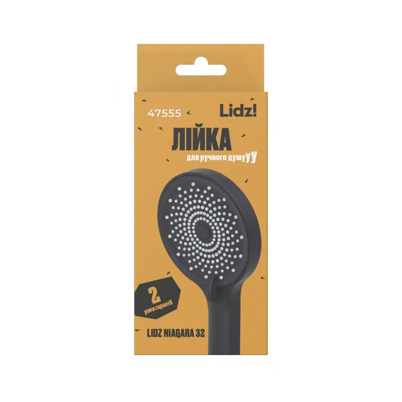 Лейка для душа Lidz Niagara 32 120 мм ABS черная круглая