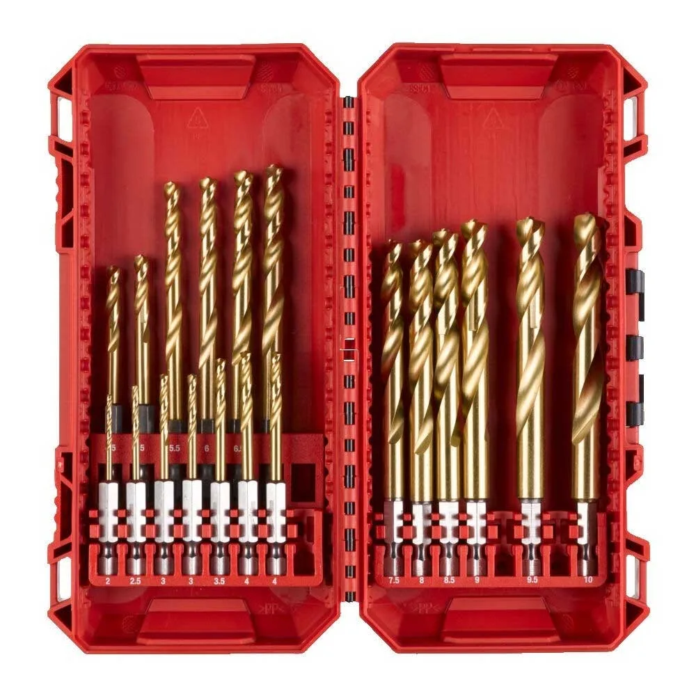 Комплект сверл по металлу Milwaukee RedHEX Shockwave HSS-TiN, 2-10мм, в кейсе, 19 штук