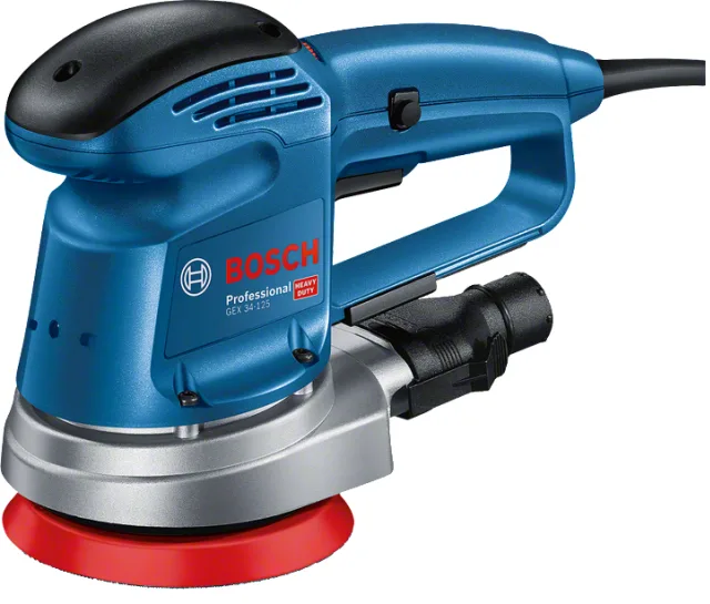 Ексцентрикова шліфувальна машина Bosch Professional GEX 34-125, 340 Вт, 125 мм, 12000 об/хв, вага 2.4 кг.