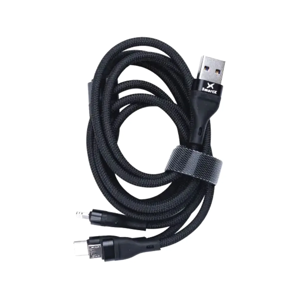 Кабель заряджання 3 в 1 Type-C/Micro-USB/Lightning Нейлон чорний 60 г